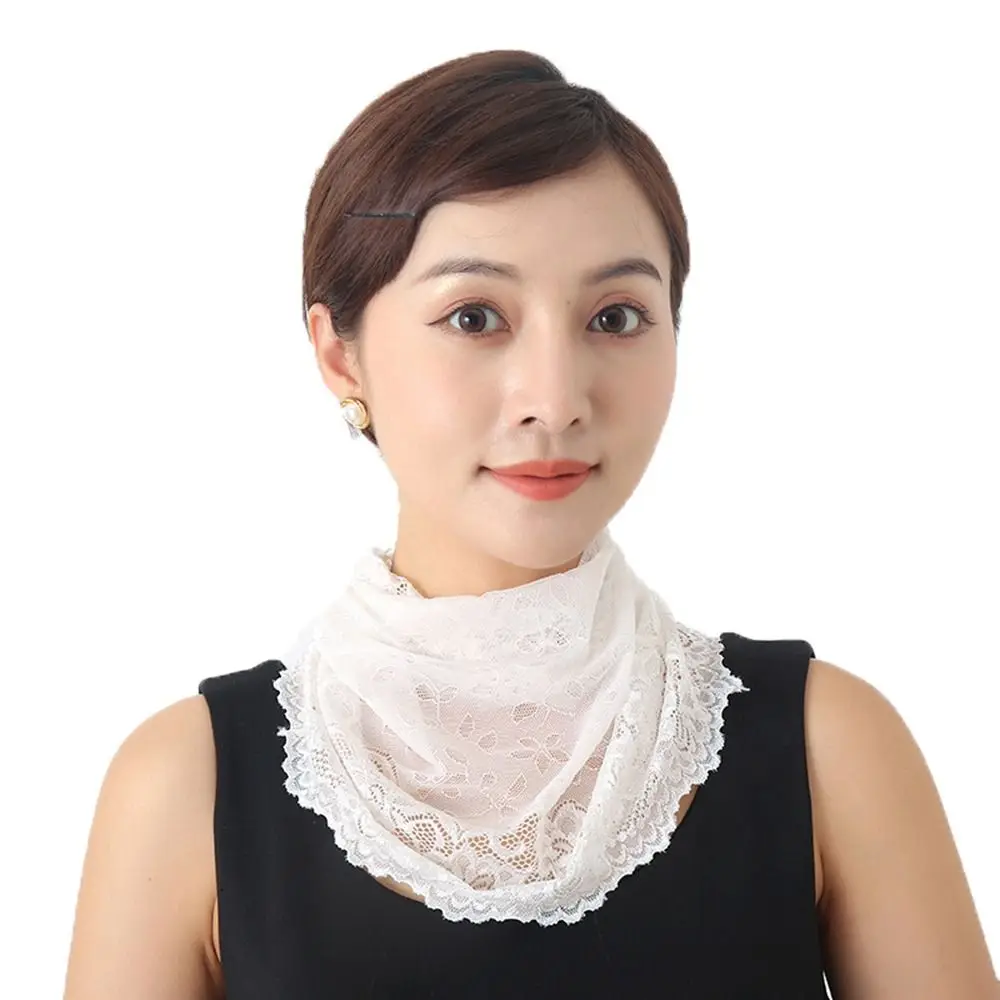 Bib Sunscreen Sun UV Protection Scarf Hiking Outdoor Solid Color Hanging Ear Lace Mask Face Cover Neck Scarf Face Scarves