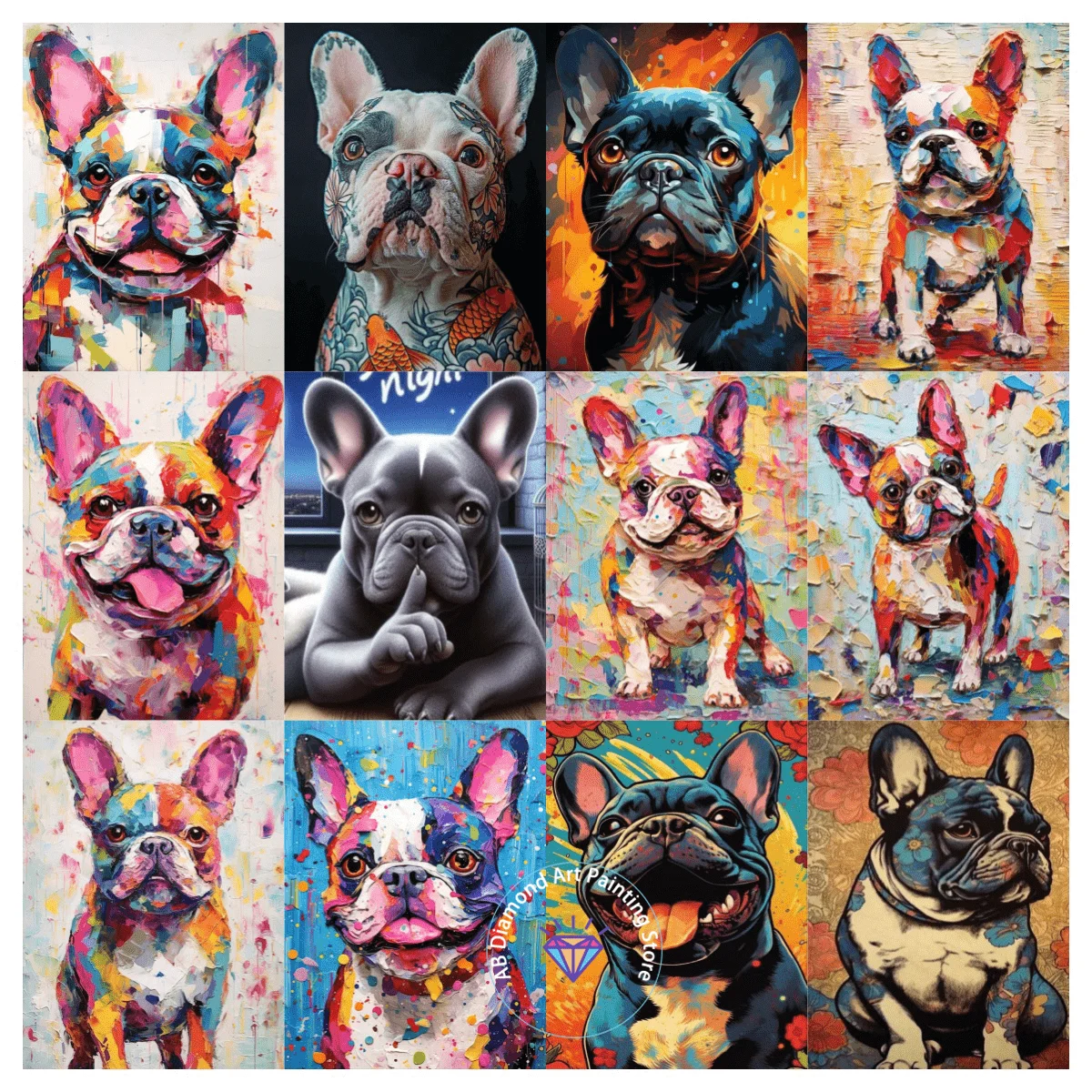 

French Bulldog Animal Diamond Painting Kit 5D DIY Diamond Embroidery Cross Embroidery Handmade Art Gift Crafts Home Decoration