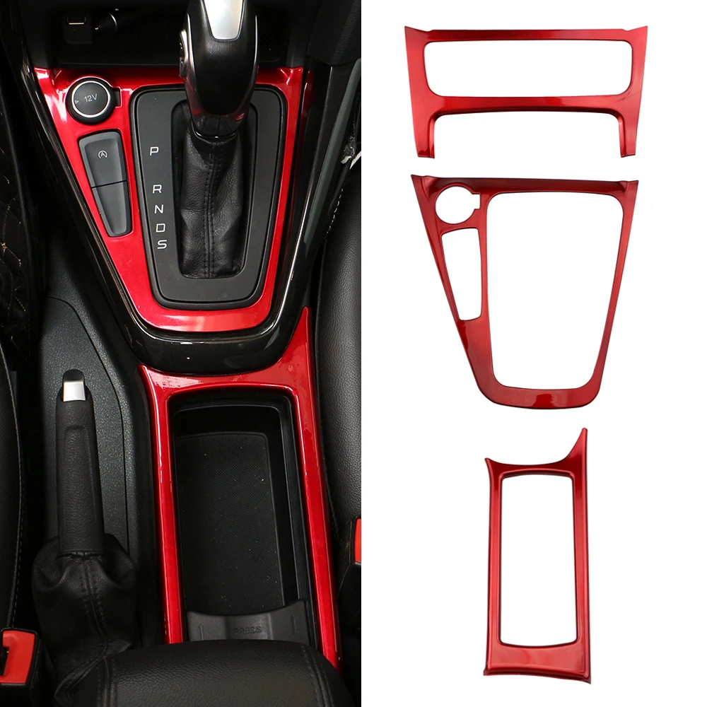 For Ford Focus 3 MK3 2015 - 2018 ST LHD Gear Shift Panel Cover AC Outlet Trim ABS Carbon Fiber Inner Stickers 3pcs/set