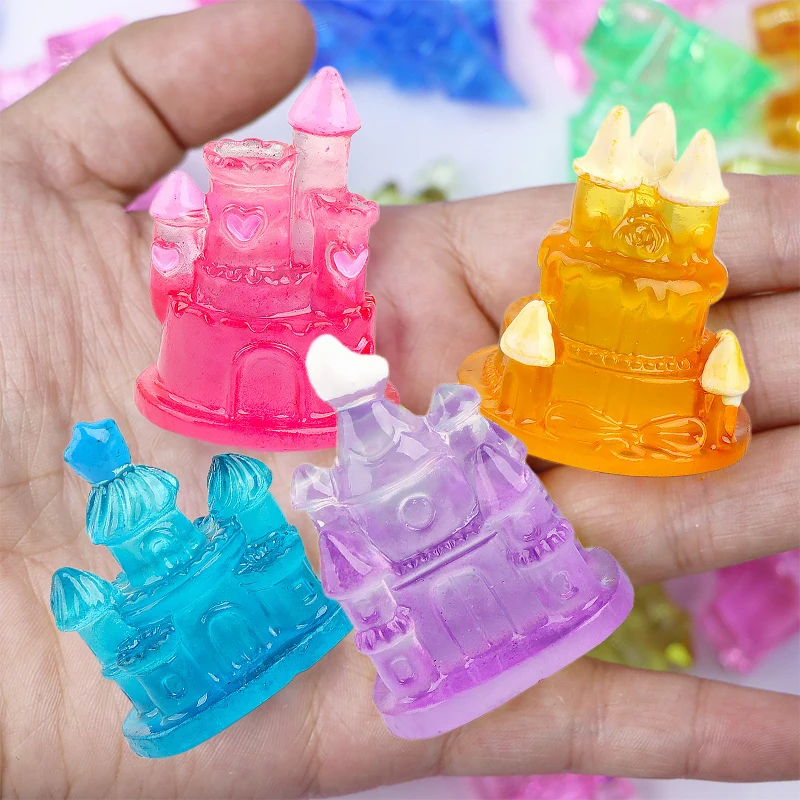 ฟิกเกอร์ปราสาทเรซินขนาดเล็ก1ชิ้นเครื่องประดับขนาดเล็ก3D ส่องสว่างภูมิทัศน์ขนาดเล็กแบบทำมือสำหรับตกแต่งสวนตุ๊กตา