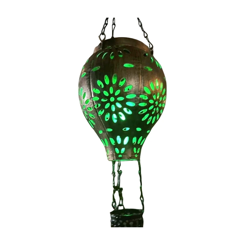 Solar Hot Air Balloon Lantern LED Outdoor Hot Air Balloon Chandelier Wrought Iron Metal Simulation Hot Air Balloon Lamp