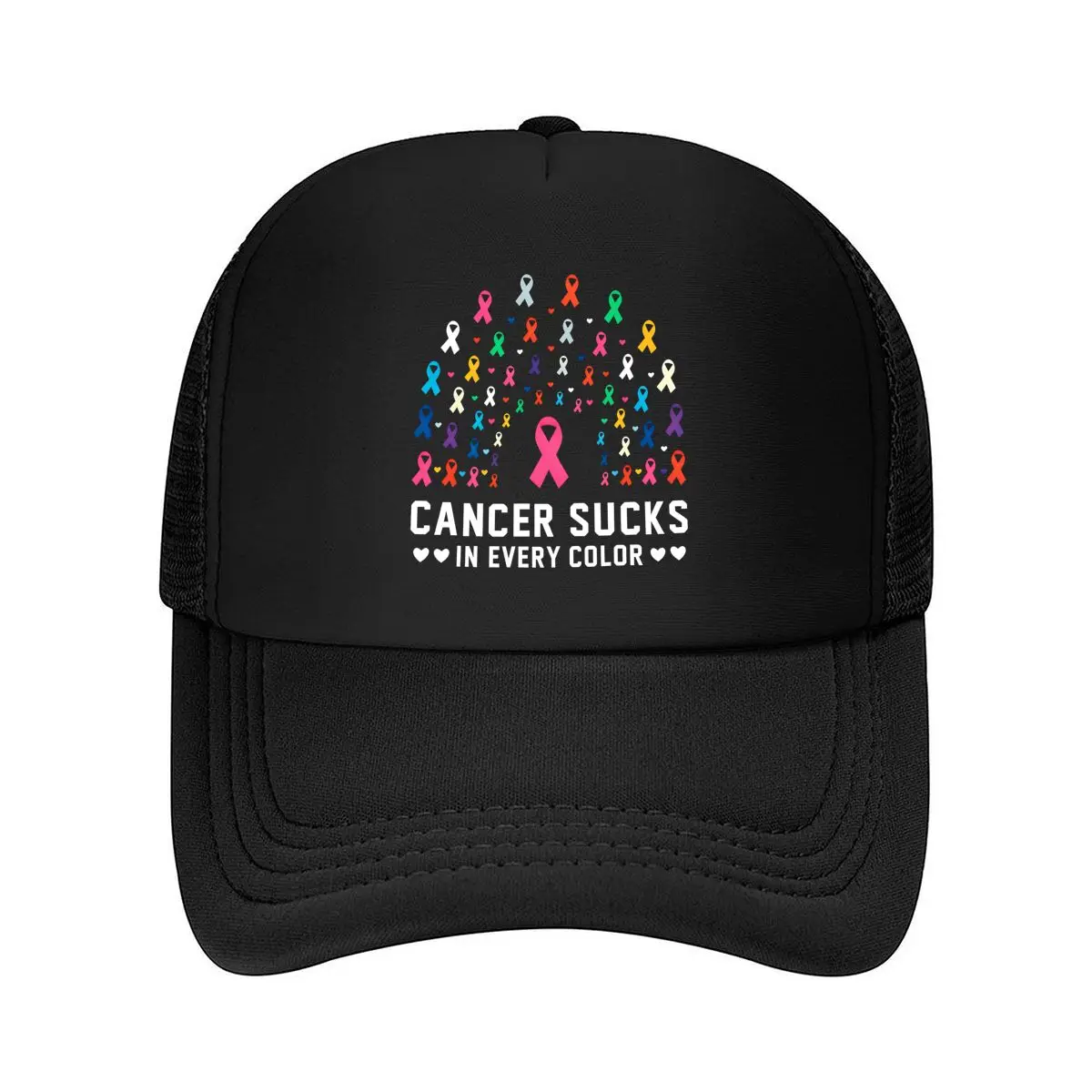 Cancer Awareness With Colorful Ribbons 2026 Mesh Baseball Cap