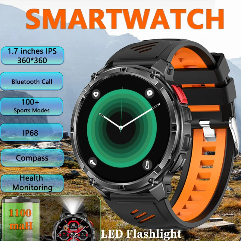 

2025 New Outdoor Sports SmartWatch Men HD Screen 1100mAh Large Battery Long Standby Time Bluetooth Call Sports Watch Waterproof