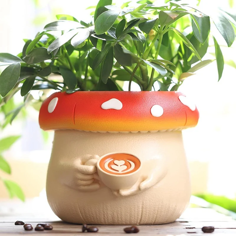 Cute Belly Mushroom Planter, Colorful Unique Succulent Pots With Drainage, Rainbow Small Body Flower Pots For Plants Durable A