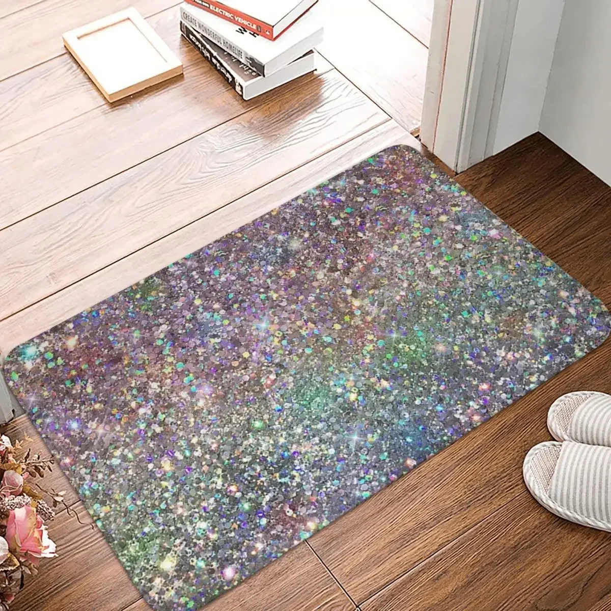 Rainbow Mixed Glitter Digital Art NOT REAL GLITTER Doormat Rug Carpet Mat Footpad Front Room Corridor Kitchen Bedroom Balcony