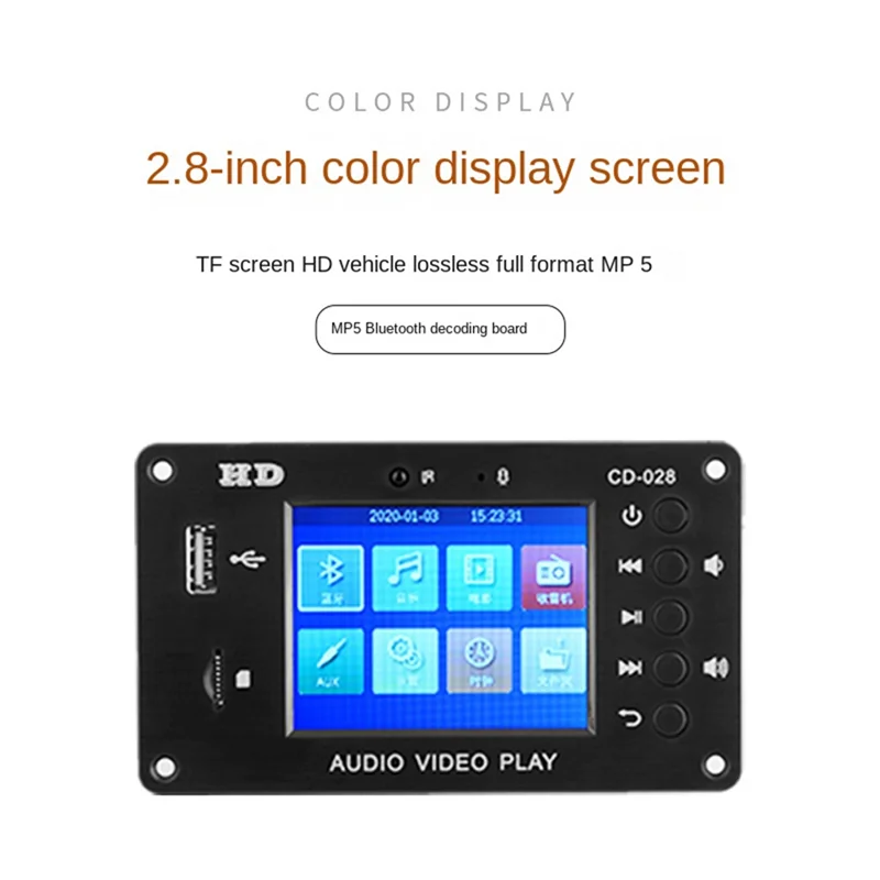 AC56-Portable HD Auto Lossless Full Format MP5 Bluetooth 5.0 Kalenderuhr Wecker