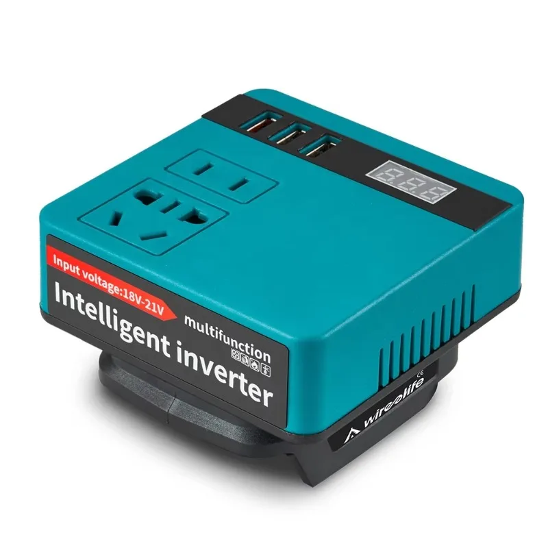 Cordless lithium battery power inverter 21V to 220V power adapter multi-function voltage converter