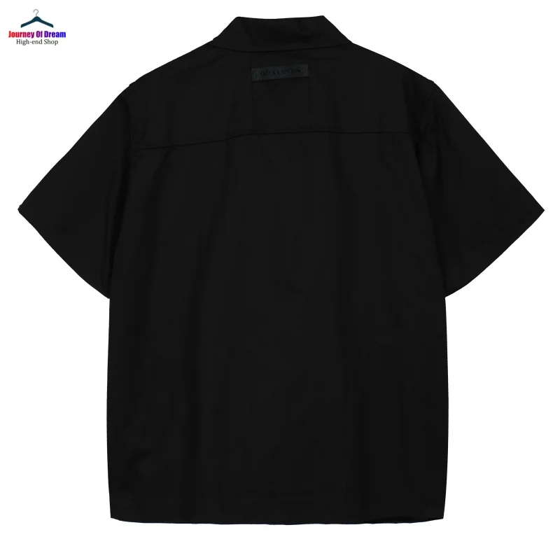 25SS New ALYX 1017 9SM Men's  Women's Inkjet Graffiti Logo Functional Zipper Short-Sleeved Shirt Black