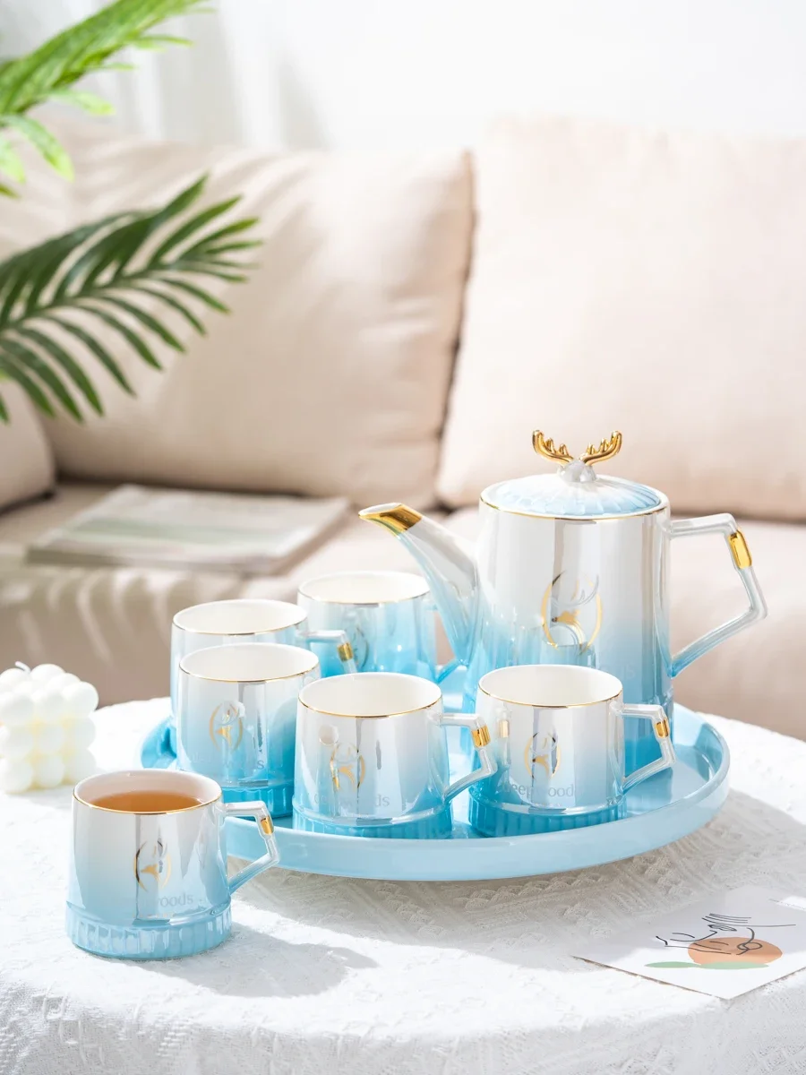 Light luxury new ceramic water cup teacup tea set household modern high-end hospitality cup wedding dowry water set