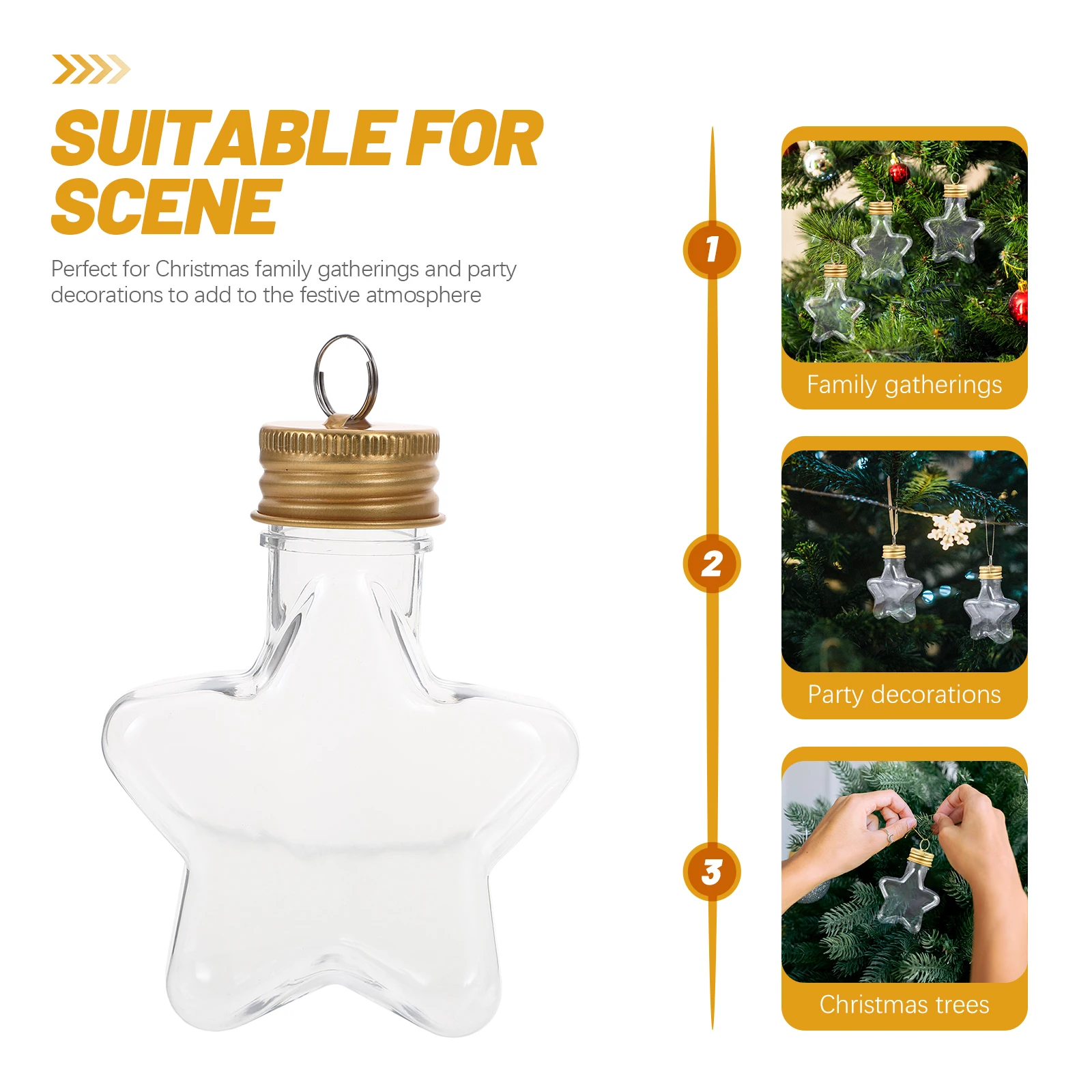 

10pcs Christmas Star Decorative Hanging Bottle For Diy Candy Jar Transparent Glass Refillable Star Shaped Container Pendant