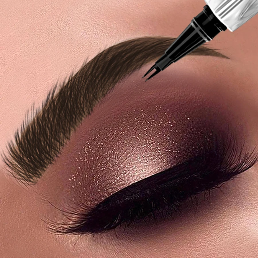 二股眉毛ペン防水防汚眉ペンシル 7 色韓国メイク 1pc 防水プロ化粧品