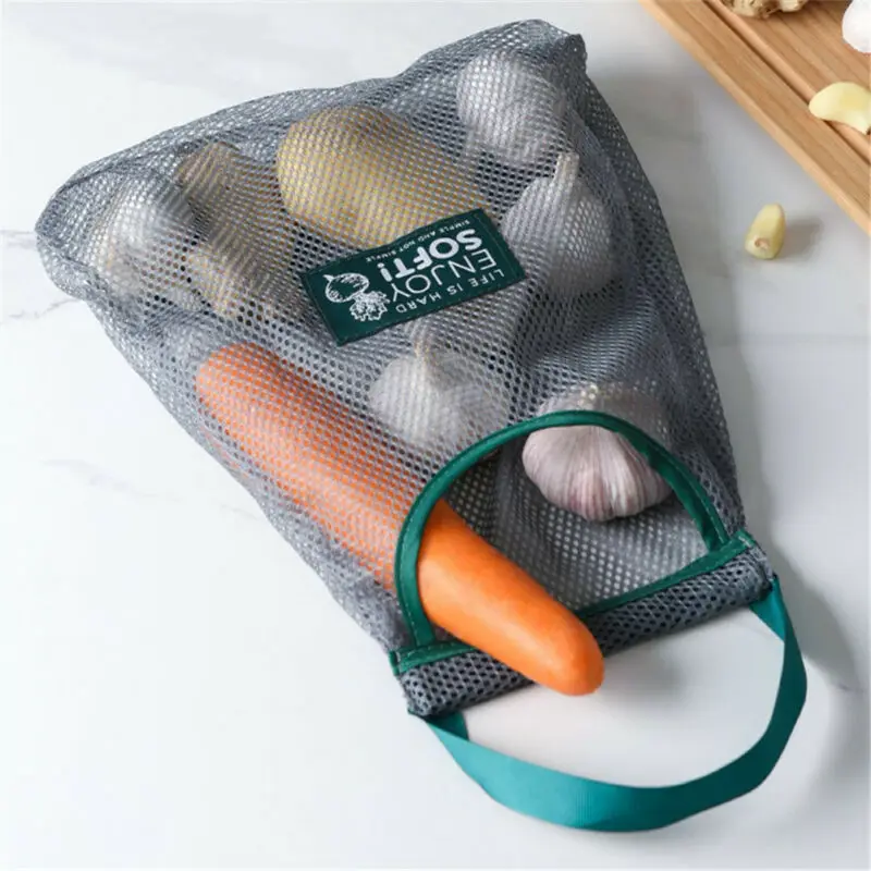 

2023 Reusable Mesh Fruit Vegetable Bags Washable Eco-Friendly Home Kitchen Storage Pouch Net Bag Portable Shopping