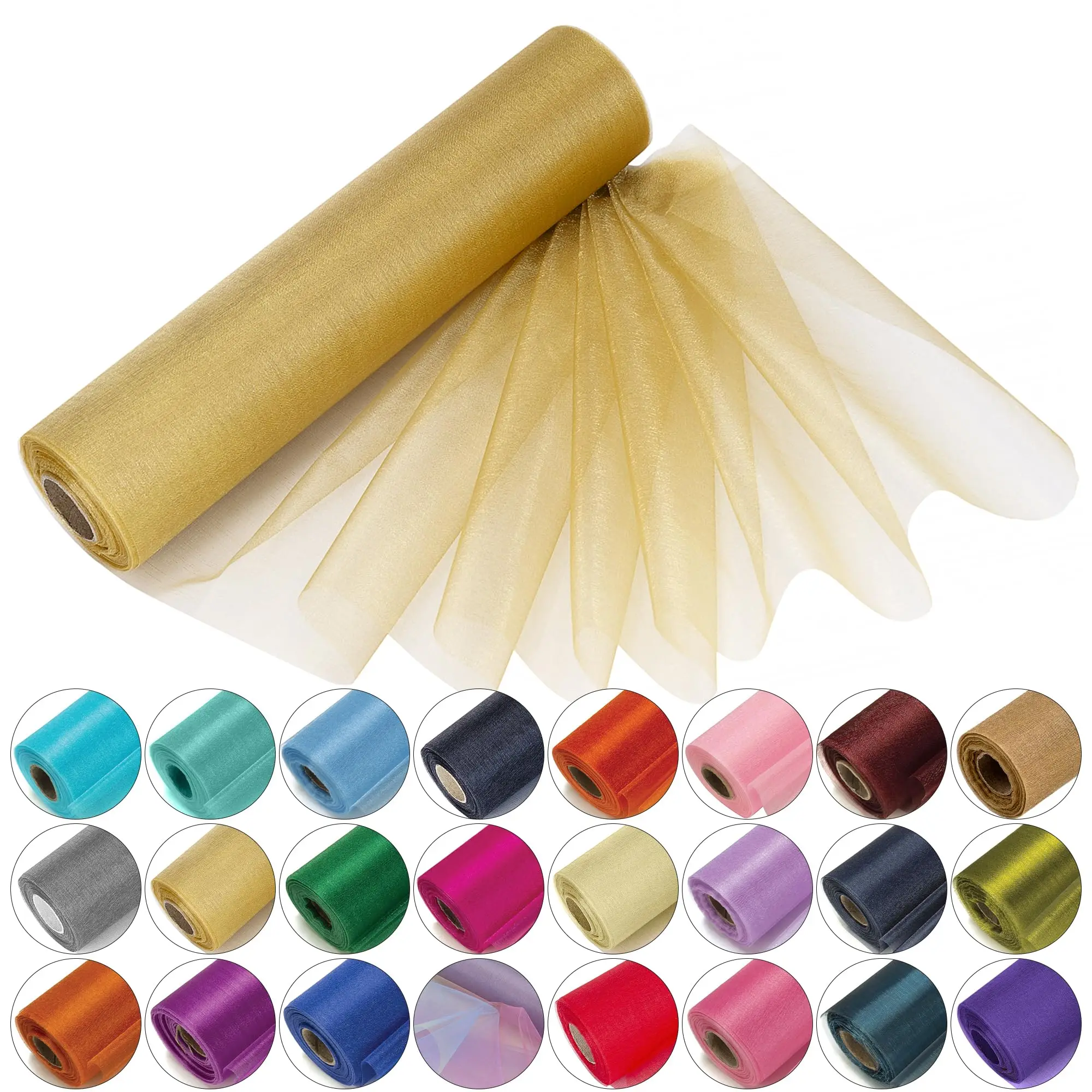 

29cmx25m Roll of Organza Sheer Fabric-Elegant Decorative Cloth for Wedding Chair Bows,Table Runners,Party Favours,Ribbons