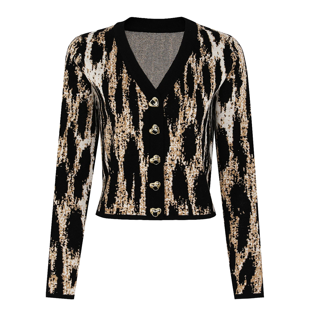 

High Quality Autumn New Leopard Print Embroidered Fashionable Temperament Commuting Knitted Long Sleeved Cardigan Top Jacket