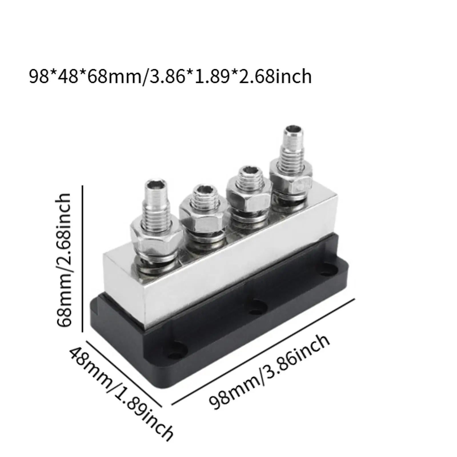 2 Pieces 600A Bus Bar 4 Post Distribution Block for Boats Yachts with Cover