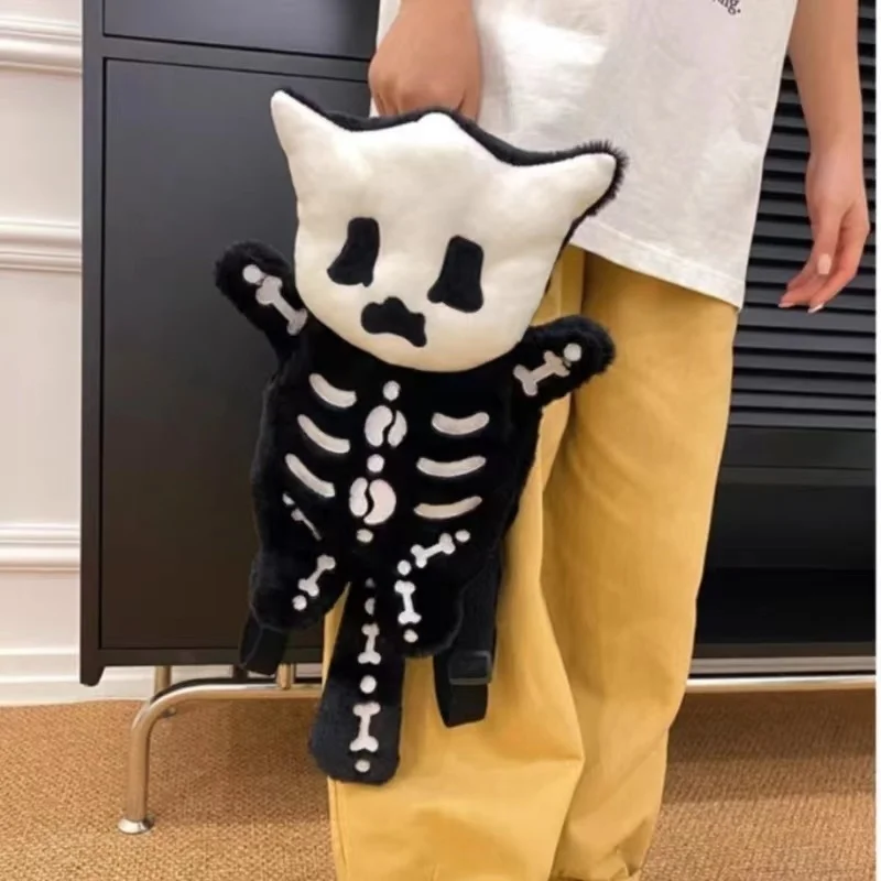 Y2k Skull Plush Backpack Cute Gothic Skeleton Toy Backpack Goth Doll Cartoon Anime Bag Travel Knapsack Birthday Halloween Gifts