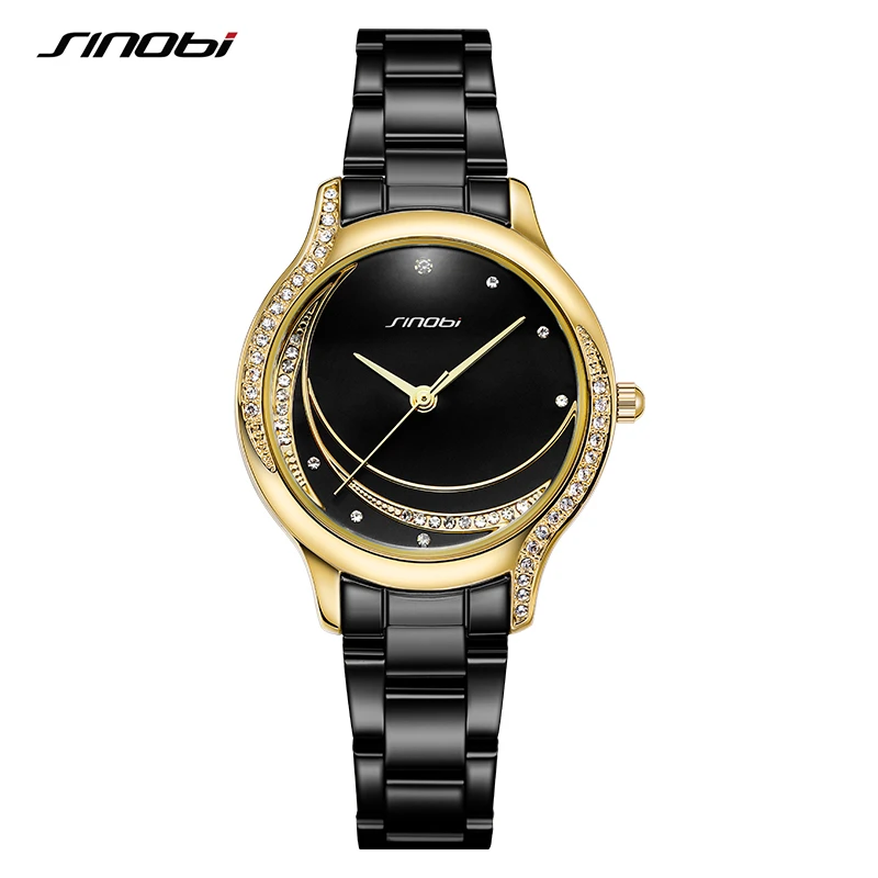 SINOBI Top Luxury Ladies Watch Original Design Diamond Woman\'s Quartz Wristwatches Gifts Clock for Wife Female Hot Sales Watches