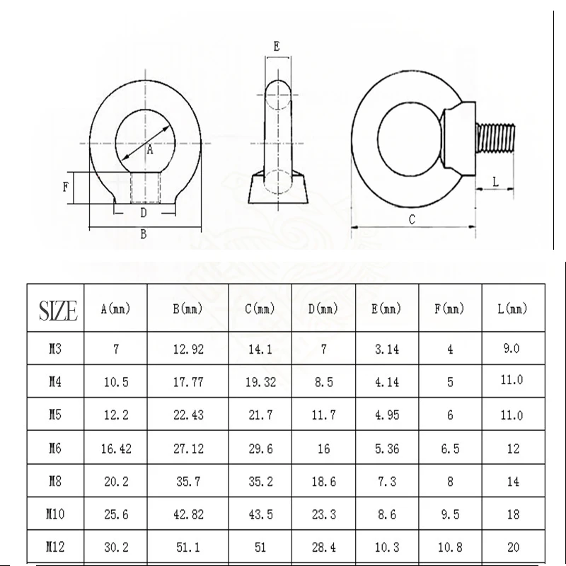 M3 M4 M5 M6 M8 M10 M12 304 Stainless Steel Lifting Eye Nuts/  Screw Ring Eyebolt Ring Hooking Nut Screws