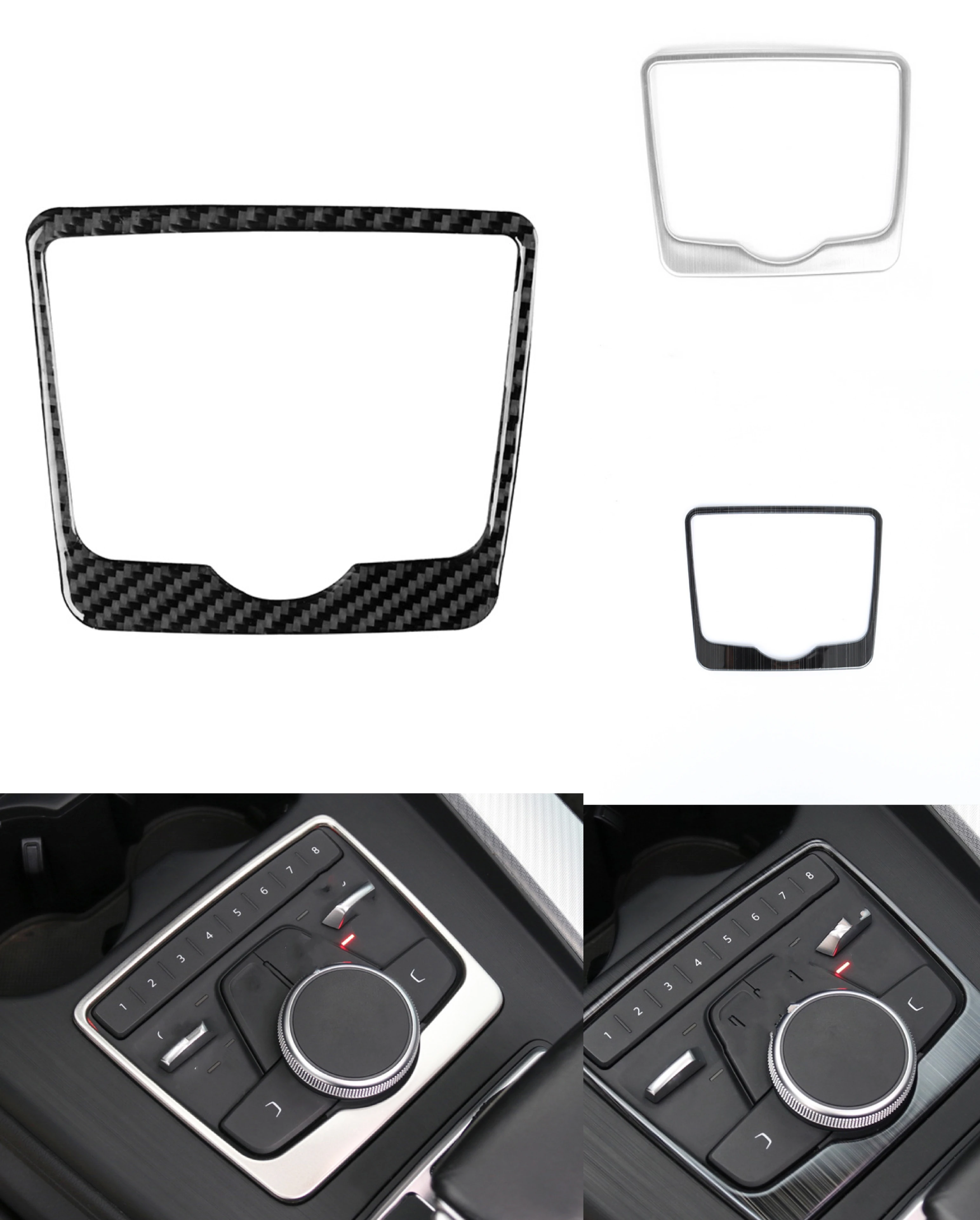 Car Multimedia Display Decorative Frame Gear Shift Panel Trim Sticker Knob Button Cover For Audi A4 B9 2017 2018 2019