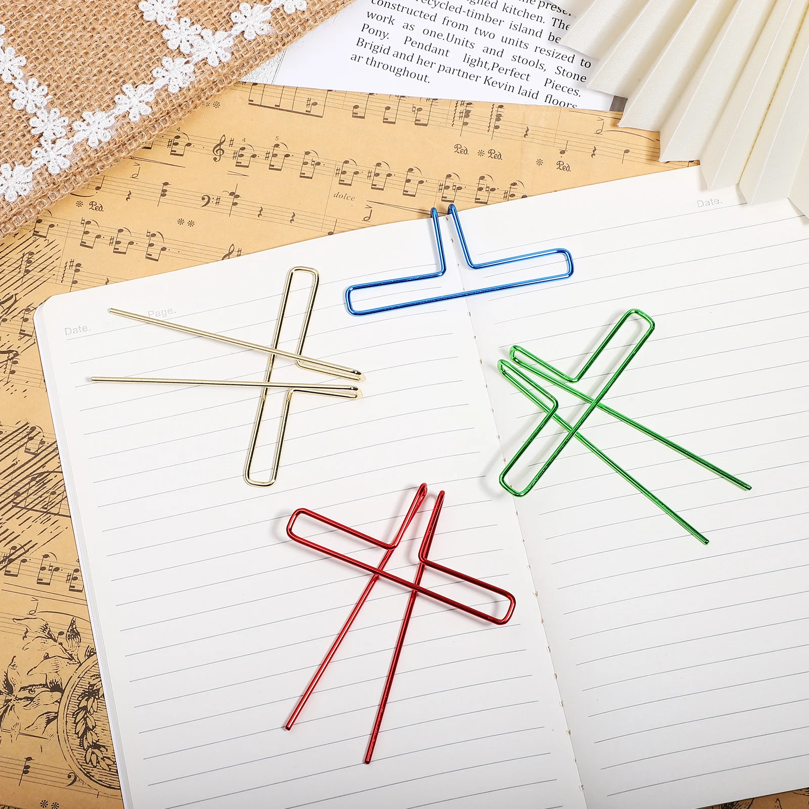 

8 Pcs Three-dimensional Book Folder Clip Page Holder Sheet Music Thumb Note Gold Plated Metal Vintage Creative Reading Finger