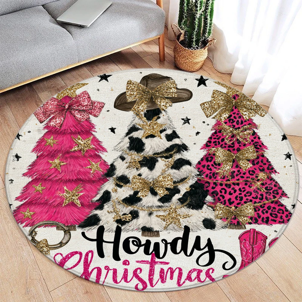 

Christmas Round Rug Christmas Floor Mat Holiday Decoration Xmas Gift Home Interior Carpet Rug Festival Event Carpet
