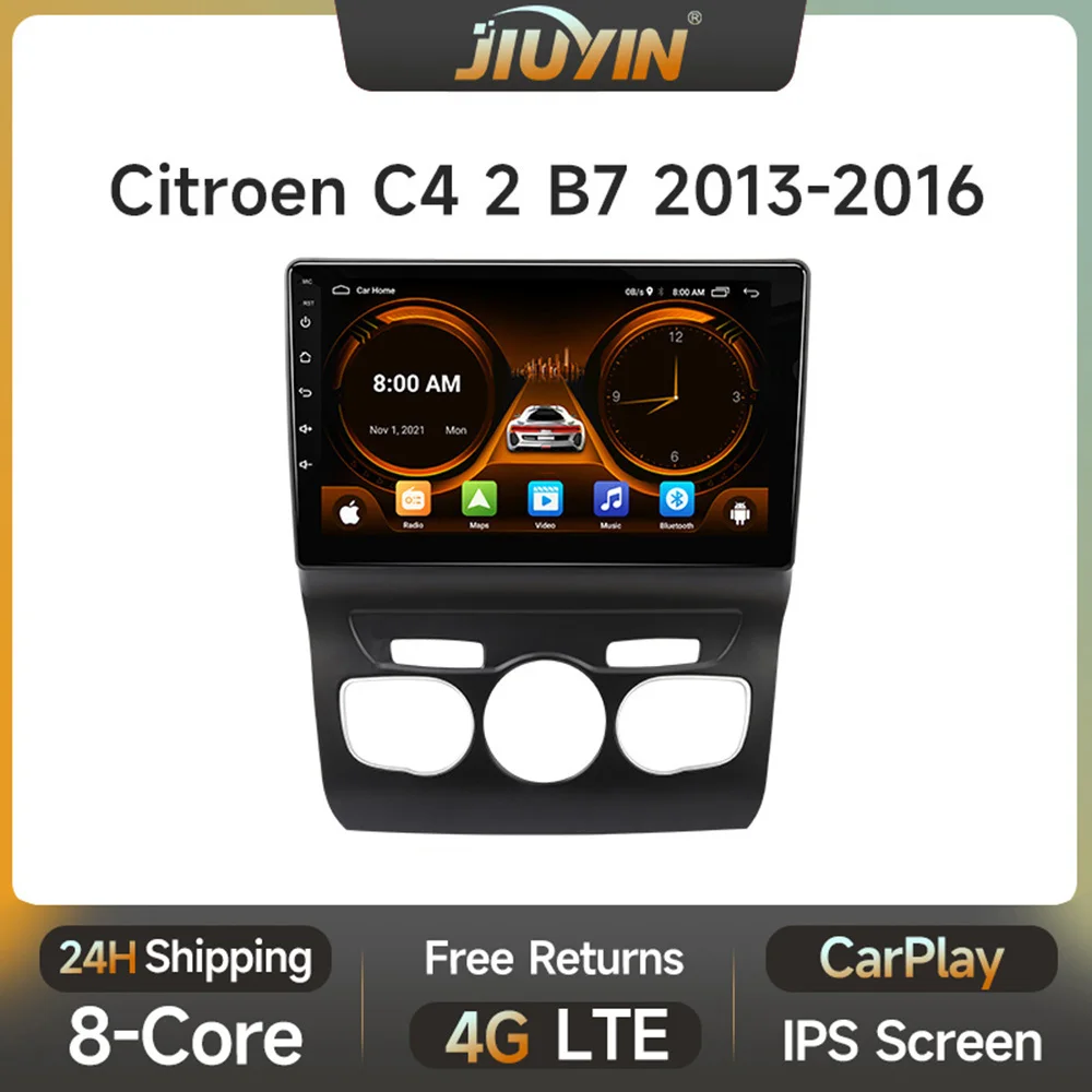 

JIUYIN Android 12 Car Radio 2 Din For Citroen C4 2 B7 2013 2014 2015 2016 Multimedia Video Player GPS Navigation 4G Carplay Auto