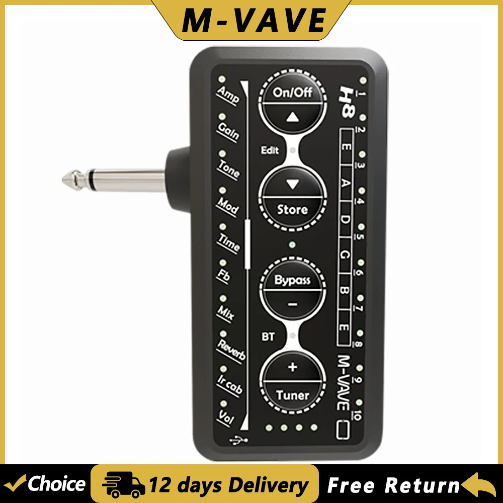 M-VAVE H8 اللاسلكية الغيتار التوصيل مكبر للصوت قابلة للشحن سماعة رأس صغيرة أمبير مكبرات الصوت كومبو مكبر للصوت مع كسب/Mod/Reverb/IR CAB #1