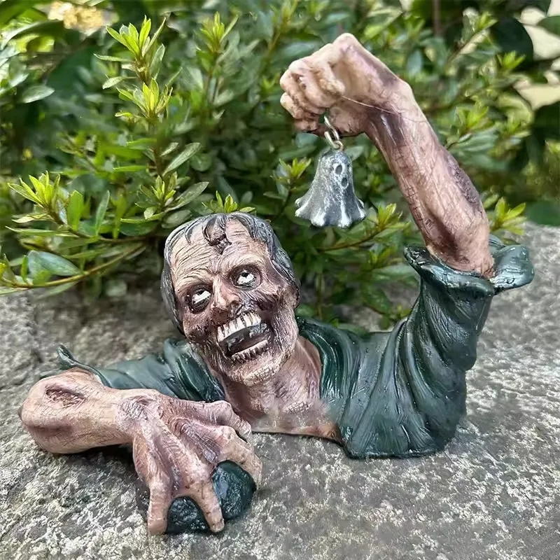 Фигурка зомби на Хэллоуин, украшение ужасов, страшные светодиодные фонари, зомби, держащий фонарь, уличная садовая атмосфера, ремесло