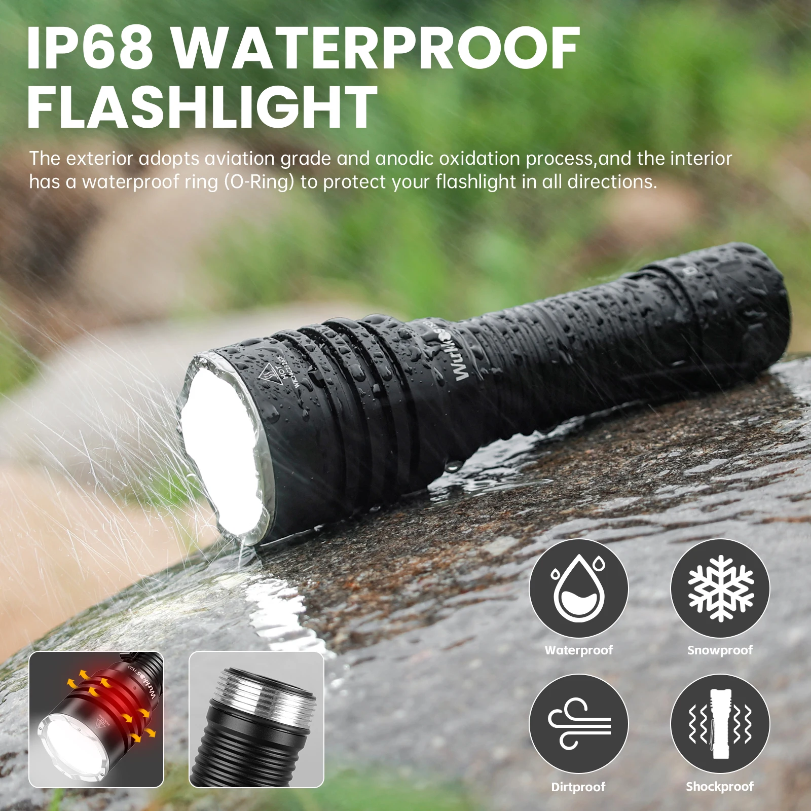 Imagem -04 - Wurkkos-lanterna Tática Recarregável Ipx8 Impermeável Dois Modos de Grupo Interruptor Cauda 5000lm Xhp70.3 hi Led Torch Ts23 21700 Edc