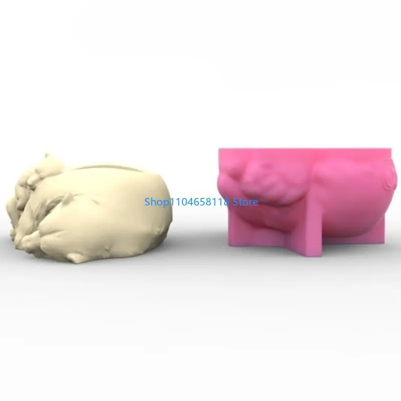 Sleeping Animal Planter Vase Moulds Cements Mould Silicone Material