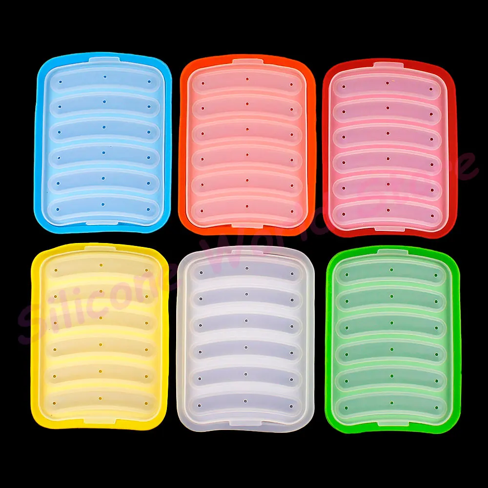 Silicone World DIY Silicone Sausage Molds With Lid Baby Complementary Food Baked and Steamed Ham Hot Dog Making Mold Baking Tool