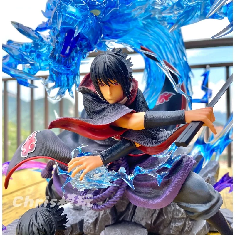 36cm Animation Figure Uchiha Sasuke Can Glow High-end Anime Collection Model Resin Desktop Ornament Decorations Children Toys