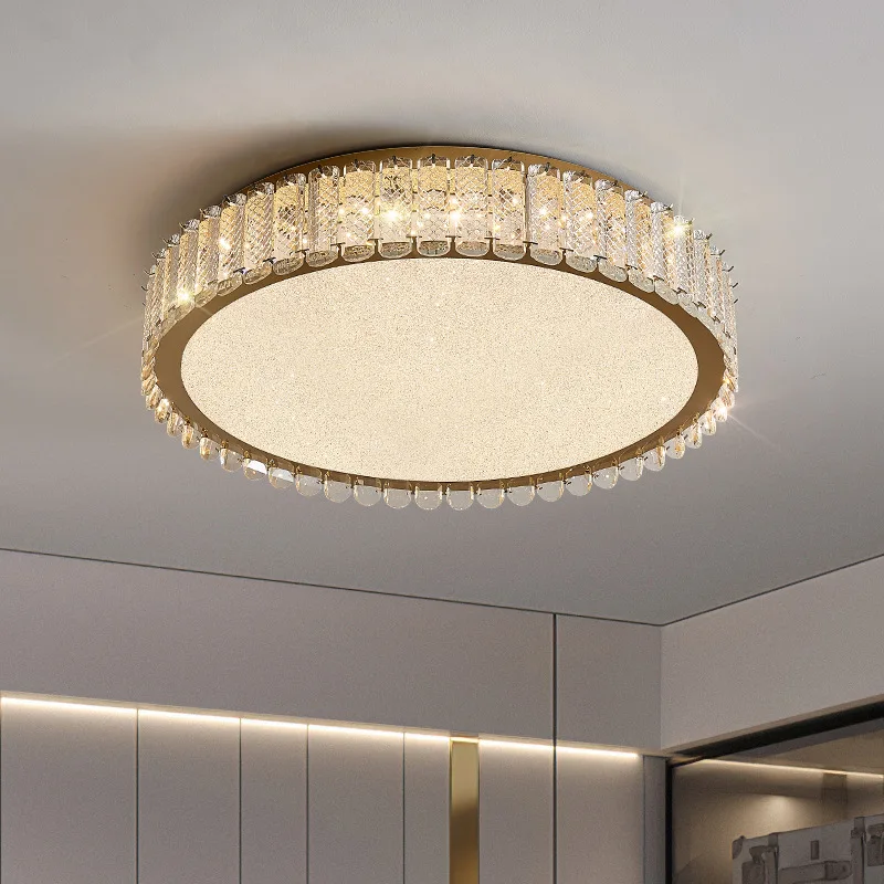 

The bedroom absorbs the modern light luxury, the living room is full spectrum, simple round ceiling lamp, crystal lamp