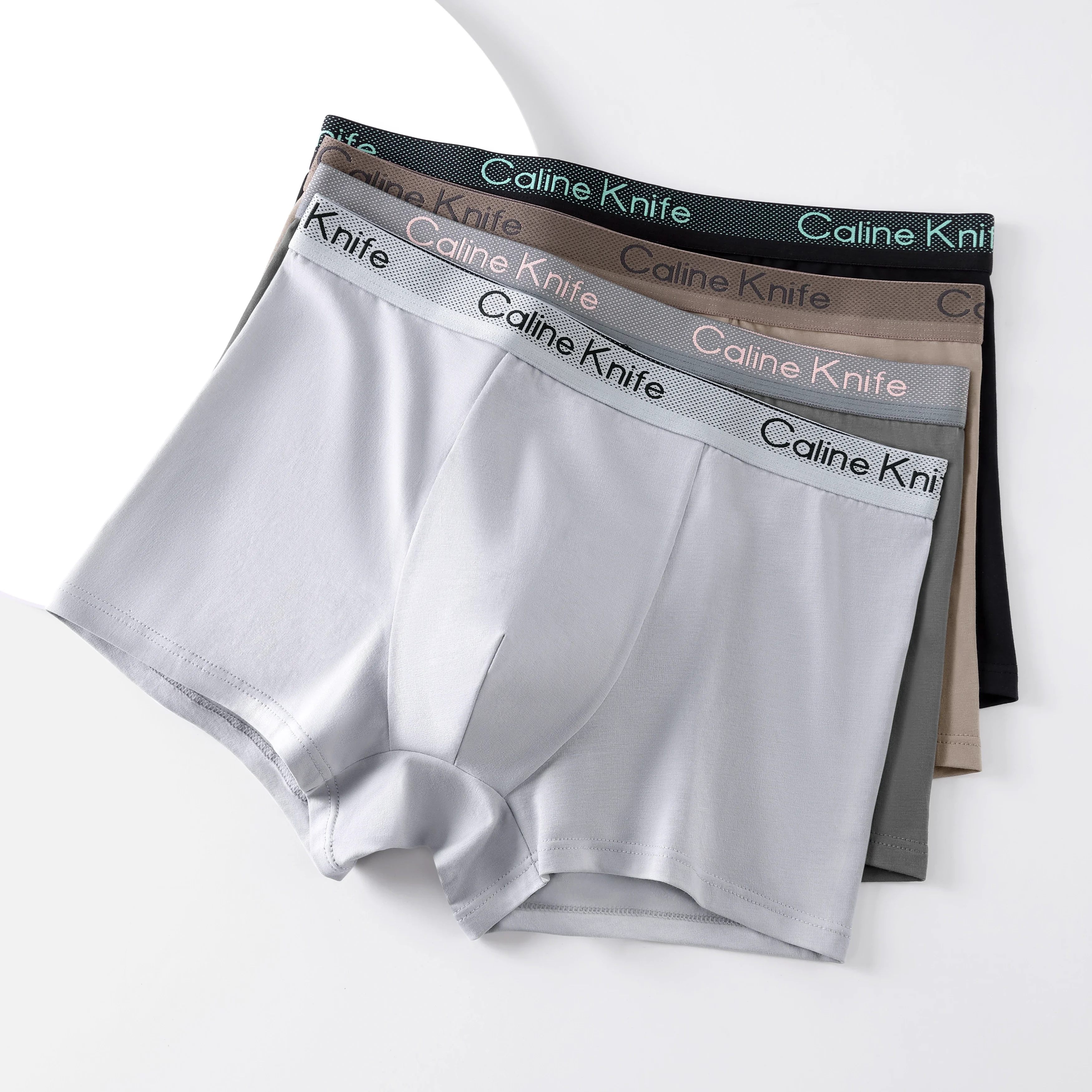 Caline سكين الرجال الملاكم ملابس داخلية جيدة التهوية القطن الخالص 2025 جديد منتصف الخصر أربعة الزوايا ملخصات 10A مضاد للجراثيم 1 قطعة L-3XL #3