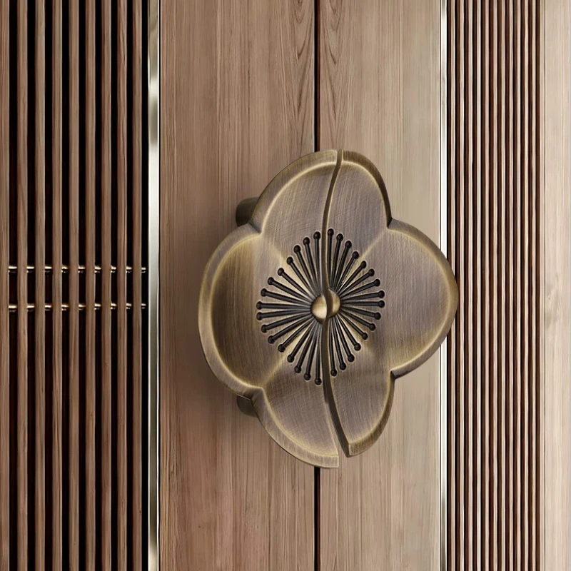 New Chinese Handle Retro Plum Clothing Cabinet Paired with Brass Handle Song's Aesthetic Cabinet Door Handle