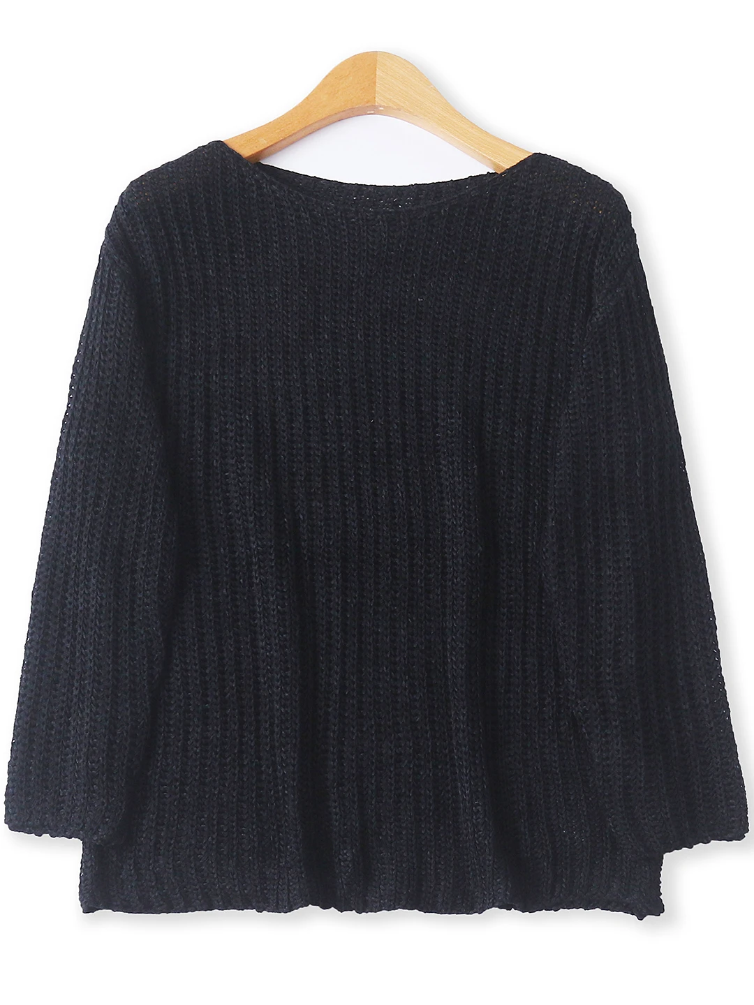 

Bla Knitted Long Sve Hollow out Loose Fit round Ne Sweater Faionable Women's Autumn New Sle Versatile Commute Sle