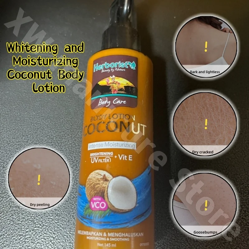 Herbrorist Body Lotion Moisturizes Removes Yellowing Brightens and Improves Dry and Sensitive Skin Coconut Body Lotion 145ml