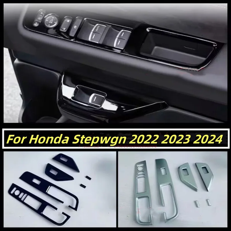 

Car Inner Door Armrest Window Lift Button Panel / Handle Bowl Frame Cover Trim ABS Accessories For Honda Stepwgn 2022 2023 2024