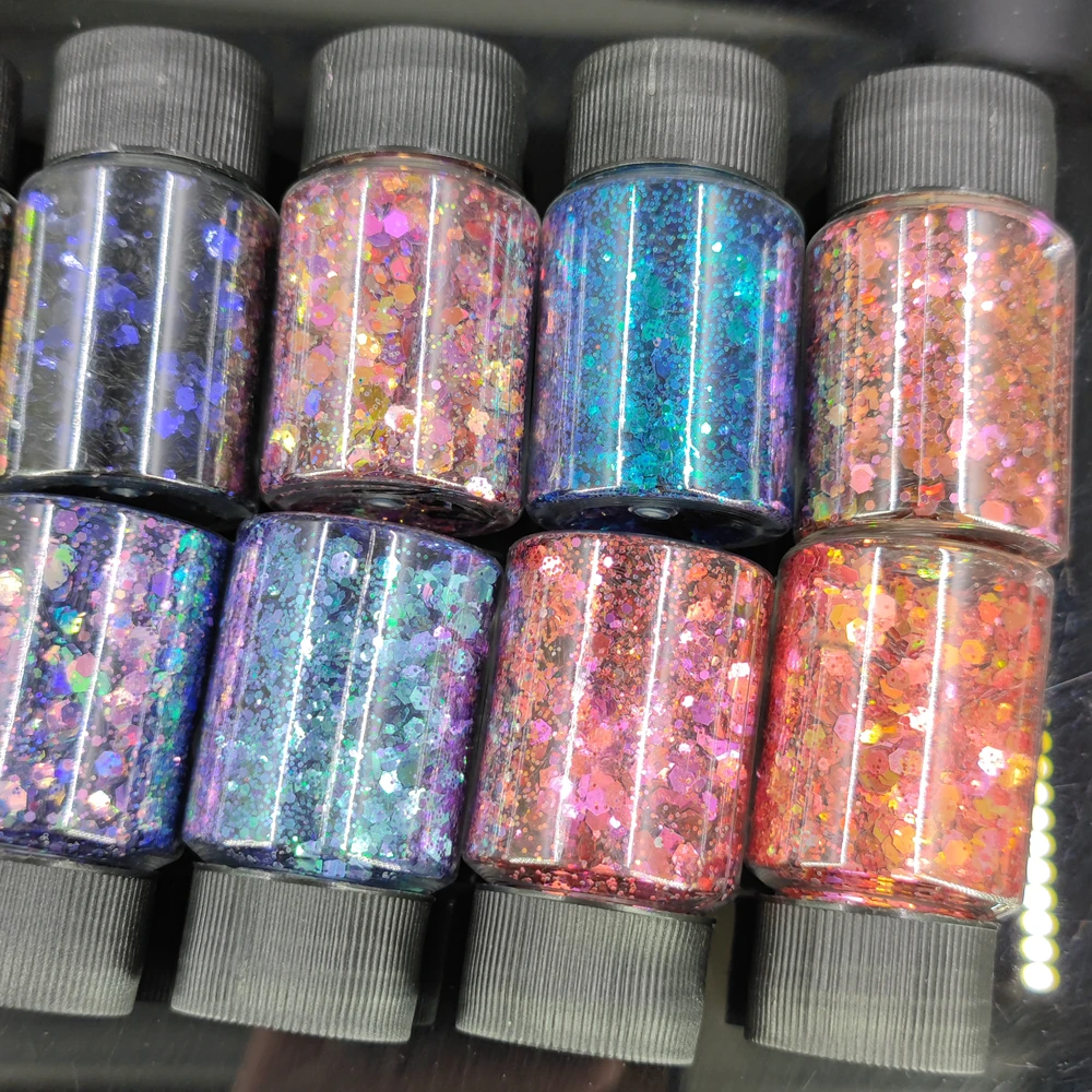 30ml camaleão hexágono prego glitter flocos chunky holográfica mix tamanho camaleão brilho brilhante manicure unhas lantejoulas acessórios