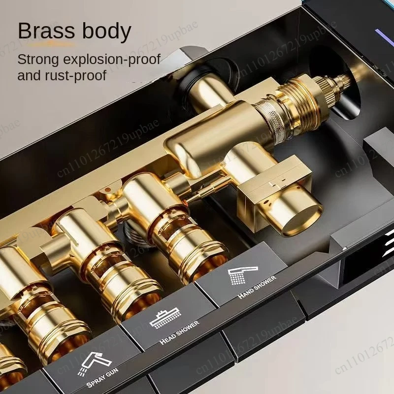 Home Intelligent Constant Temperature Shower Head Set, Copper Body 4 Functions Hydroelectric Power Generation Shower Fixture