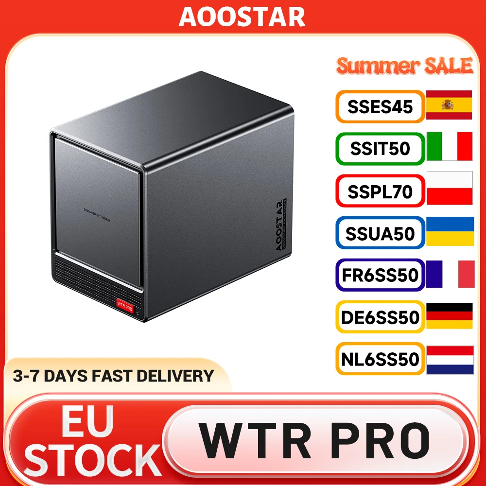 AOOSTAR WTR Pro NAS Mini PC Barebone (sans RAM, sans SSD) AMD Ryzen 7 5825U 8 cœurs Max 4,5 GHz HDMI+DP+Type-C Triple affichage 4K WIFI6