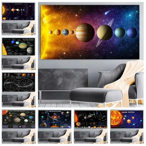 Solar System Series Nebula/Space/Universe/Galaxy/Planets Map Wall Canvas Painting Print Pictures Living Room Home Decoration