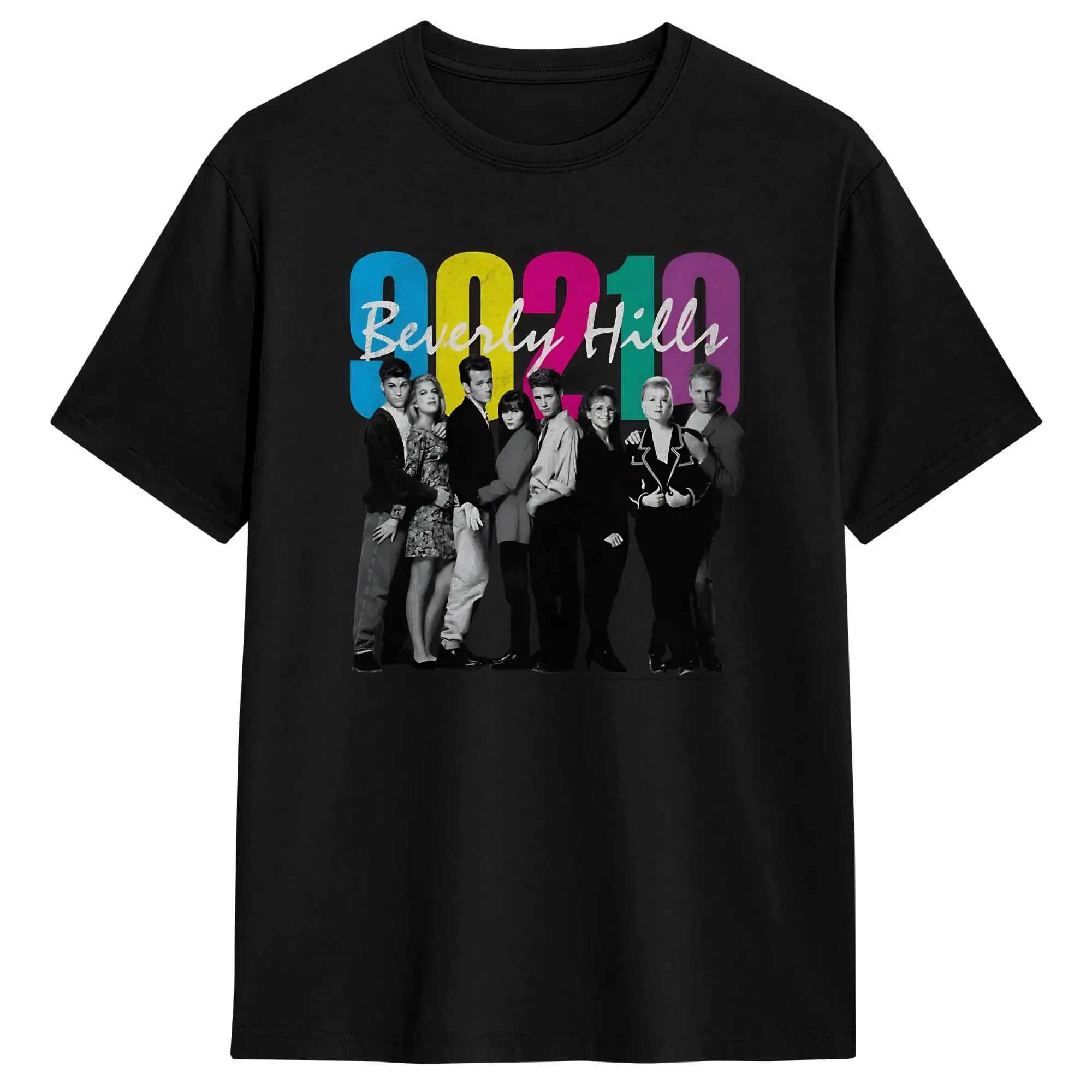 Men's Beverly Hills, 90210 Rainbow T-Shirts  Cotton Top Tees Summer Vintage Short Sleeve T-Shirt O Neck Trending Print Tee Shirt