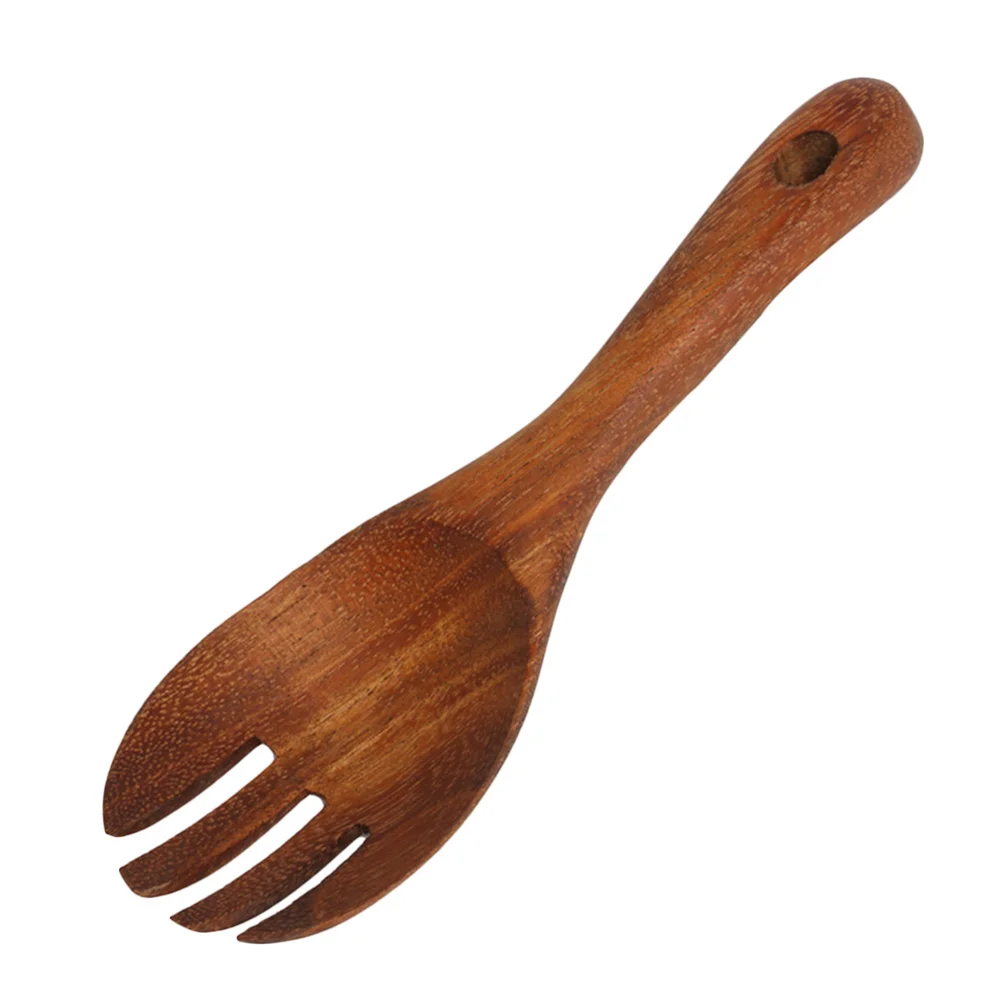 

Wooden Salad Sporks Natural Acacia Wood Kitchen Tableware Set Non-Scratch Flatware For Serving Fruit Dessert Safe On