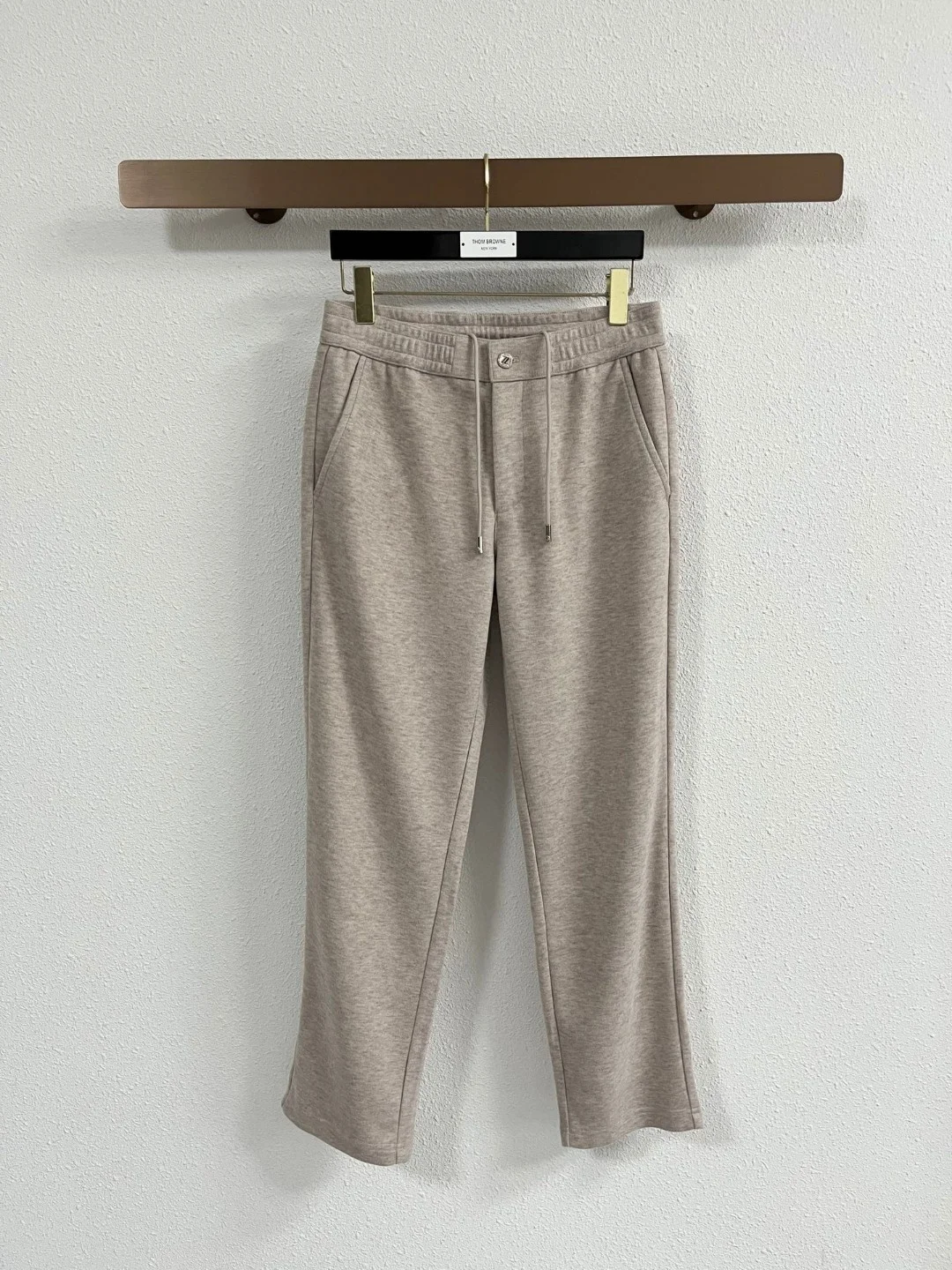 

Italian Sle ZZ Men's High End Autumn Winter Wool Blend Elastic Waist Slim Straight Warm Casual Pants Middle Age Faion