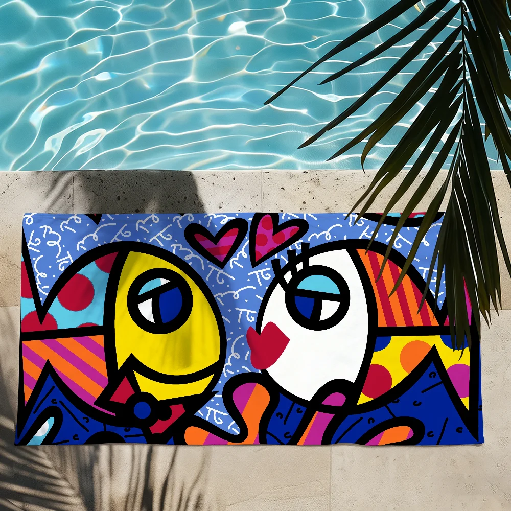 Colors R-Romero B-Britto Art Towel Shower Sauna Travel Spa Quick Dry Gym Accessories Soft Large Beach Towels