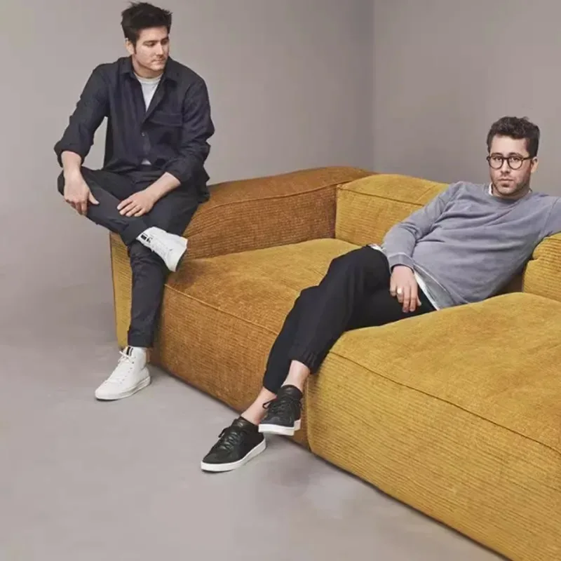 Corduroy fabric sofa, living room bedroom double sofa, simple style modern small apartment
