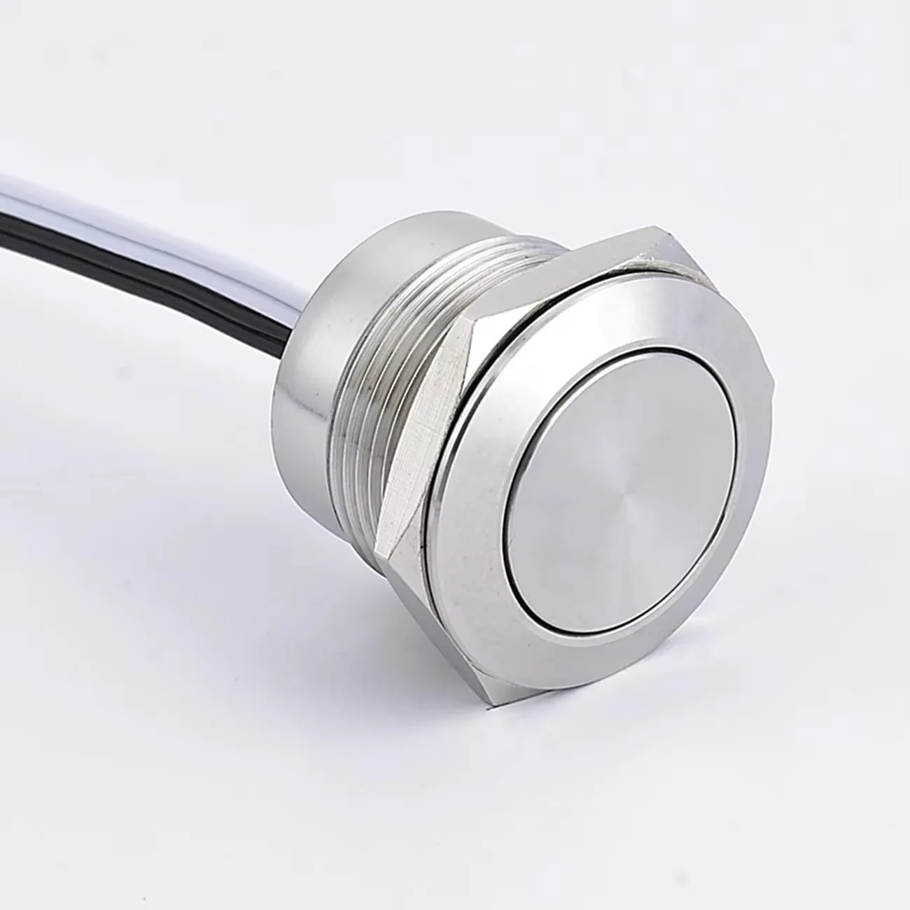 ELEWIND 16MM 19MM  22MM  metal Stainless steel short body Micro-Travel Switch with 30CM wire  push button switch MTCF-10/Y/S