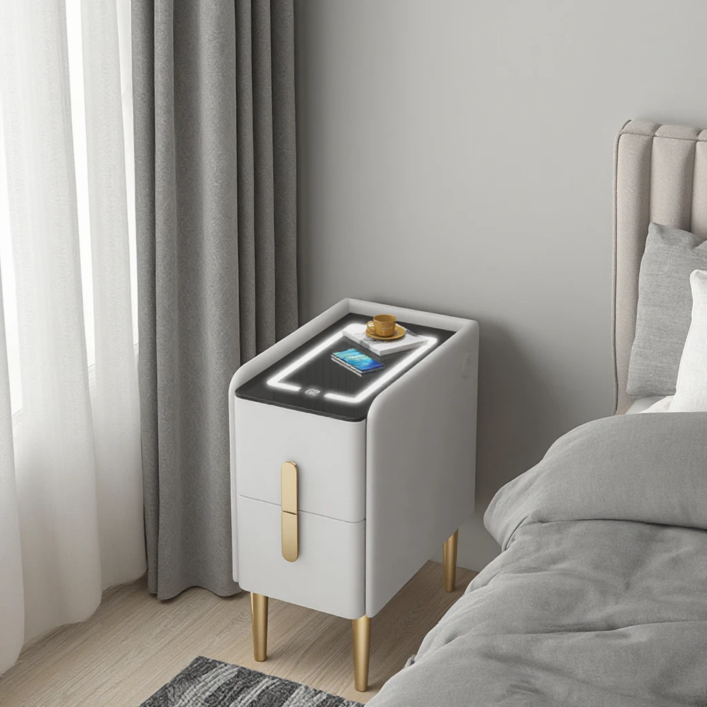 الحديثة 30 سنتيمتر منضدة ضيقة تخزين ذكي عالية الشعور ضوء فاخر بسيط جديد لوحة غرفة نوم خزانة بجانب السرير الميزات #3