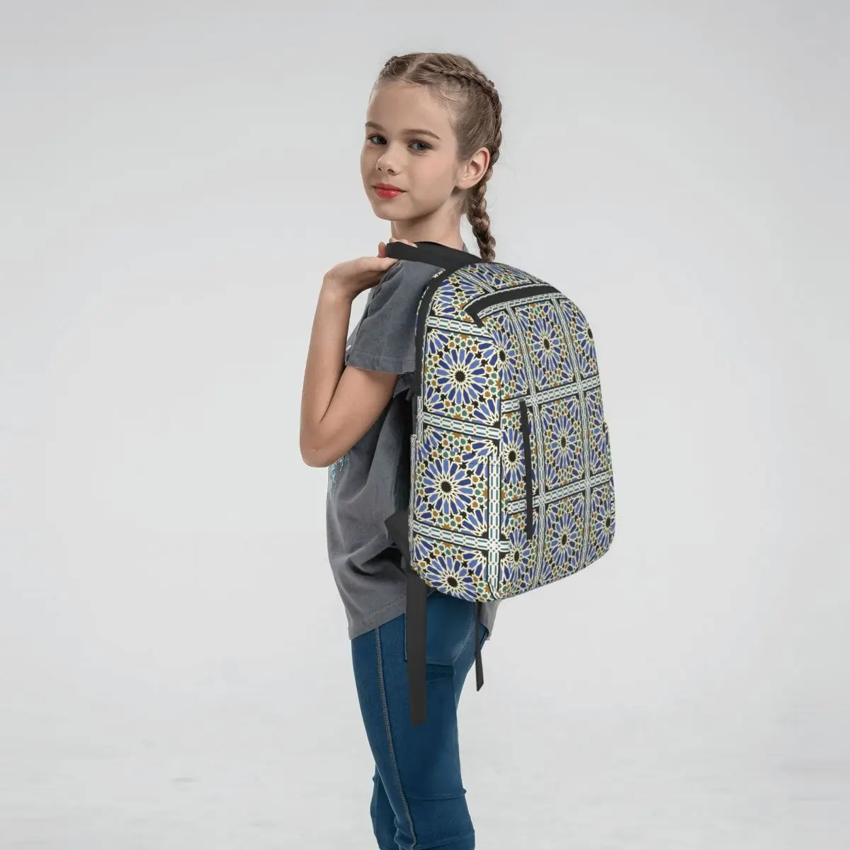 Arabic Tile I Backpack Large Capacity Boys Girls BookBag School Bag Shoulder Bags for Men Women